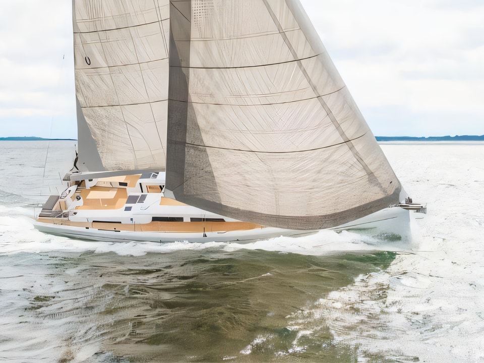 Exterior overview of Hanse 548 sail boat for charter from Biograd Sangulin in the Zadar sailing area Croatia