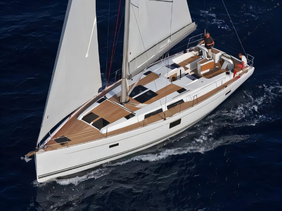Exterior overview of Hanse 455 sail boat for charter from Biograd Sangulin in the Zadar sailing area Croatia