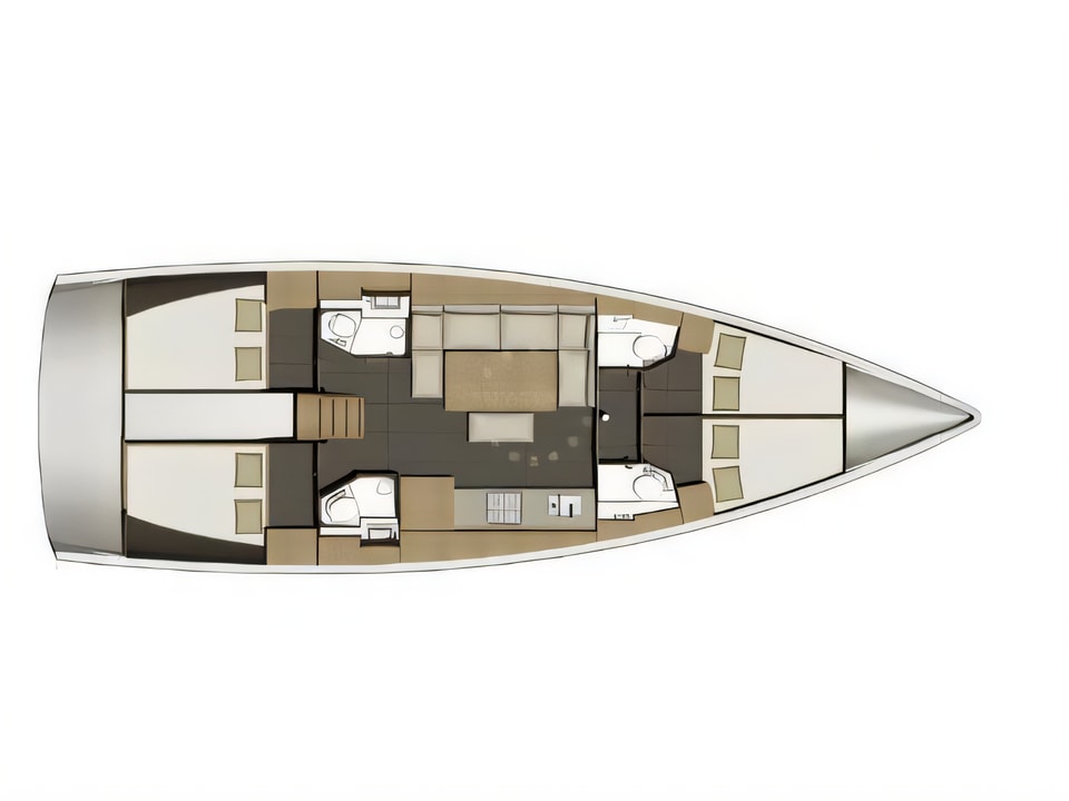 Layout of Dufour 460 Grand Large sail boat with 4 cabins Croatia yacht charter