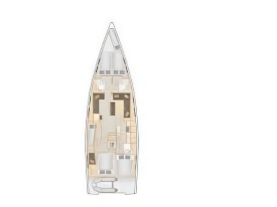 Layout of Hanse 548 sail boat with 5 cabins Croatia yacht charter