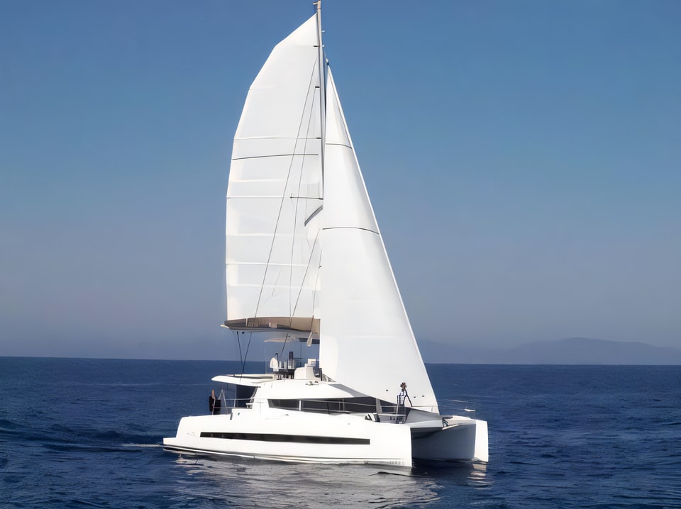 Exterior overview of Bali 4.3 catamaran for charter from SCT Marina Trogir in the Split sailing area Croatia