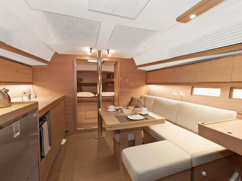 Interior of Dufour 382 GL sail boat with 3 cabins Croatia yacht charter