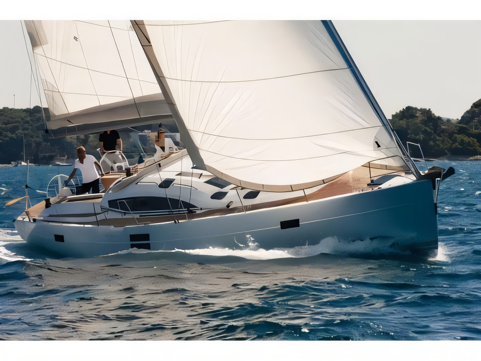 Exterior overview of Elan 50 Impression sail boat for charter from Pirovac in the Sibenik sailing area Croatia