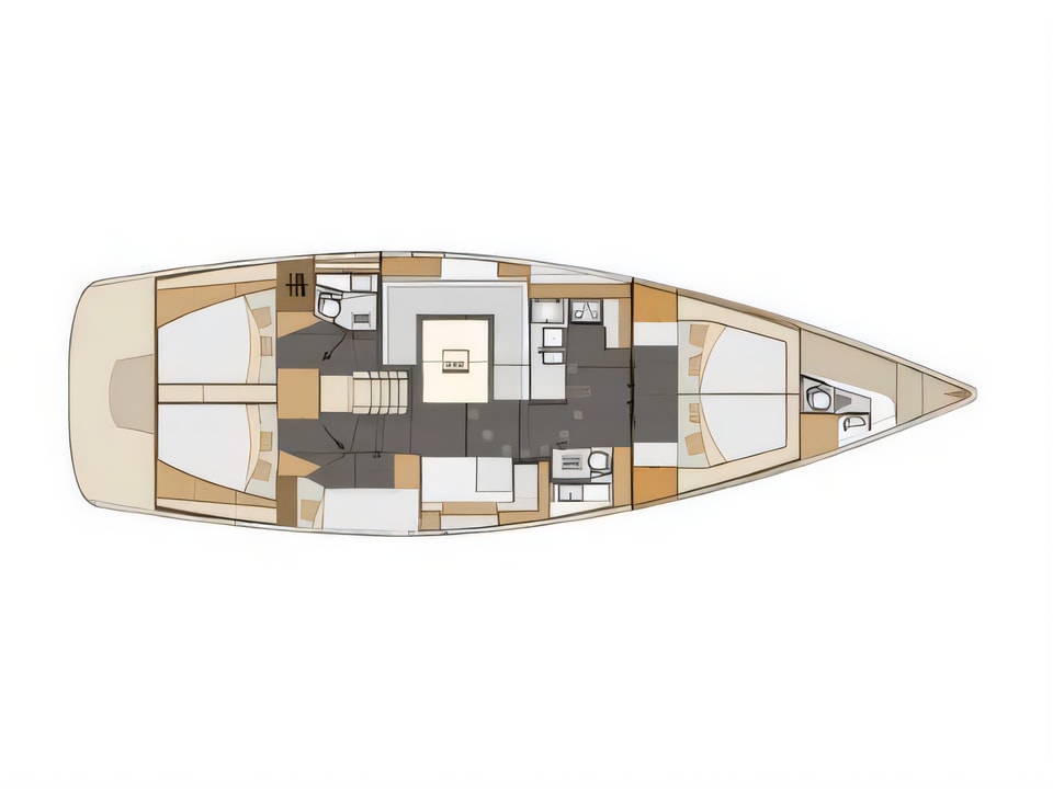 Layout of Elan 50 Impression sail boat with 5 cabins Croatia yacht charter