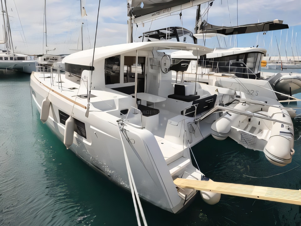 Exterior overview of Lagoon 40-3 EXCLUSIVE catamaran for charter from Sukosan Marina Dalmacija in the Zadar sailing area Croatia