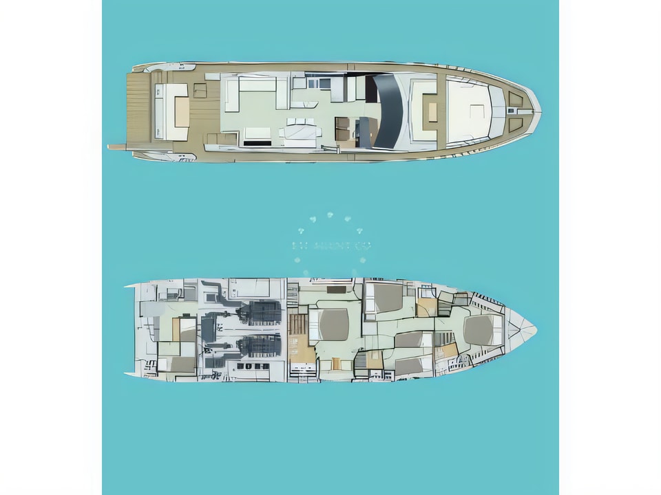 Layout of Azimut 72 motoryacht with 6 cabins Croatia yacht charter