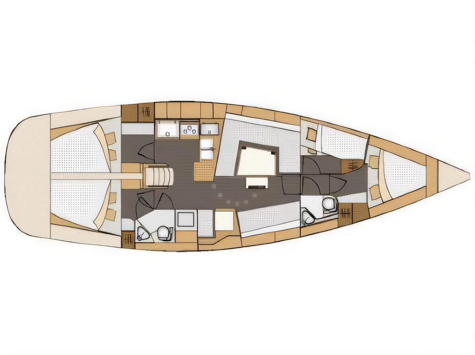 Layout of Elan 45 Impression sail boat with 4 cabins Croatia yacht charter