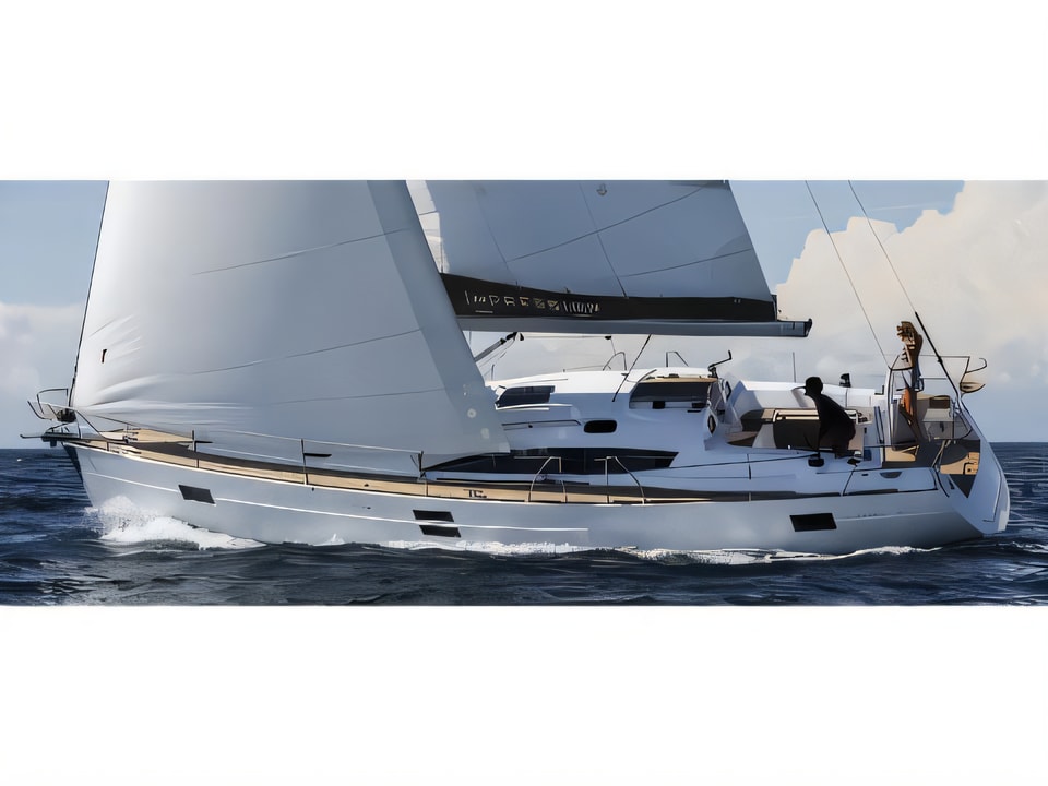 Exterior overview of Elan 45 Impression sail boat for charter from Zadar Marina Zadar in the Zadar sailing area Croatia