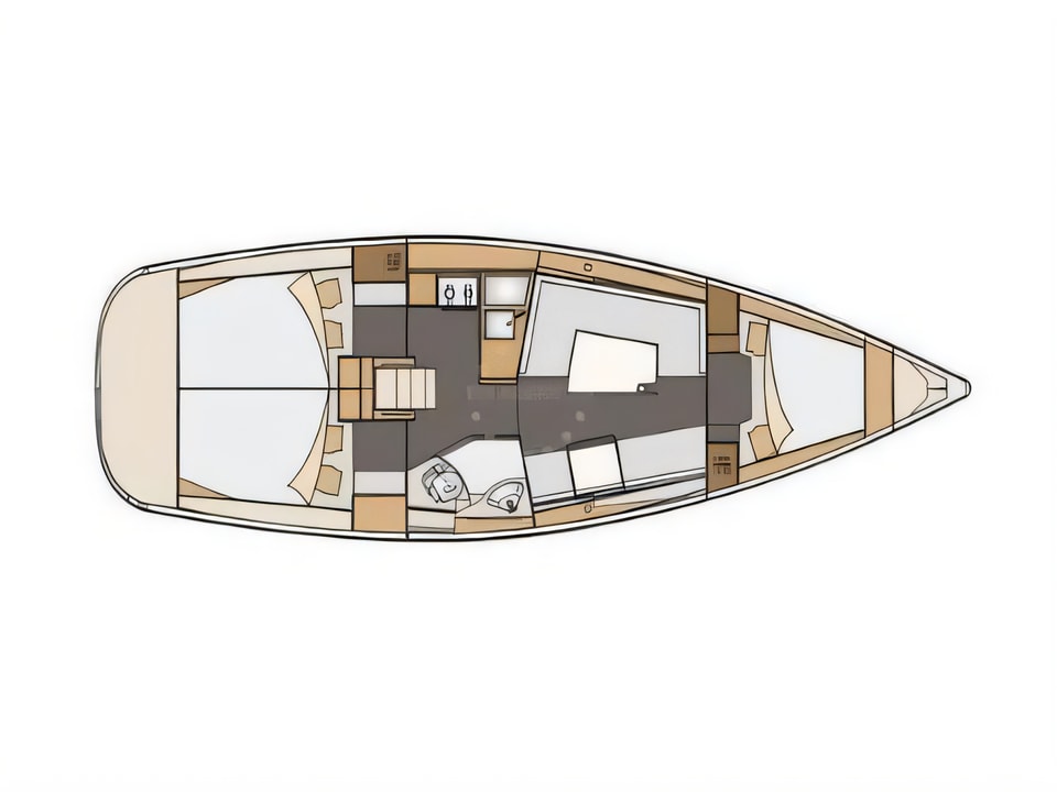 Layout of Elan 35 Impression sail boat with 3 cabins Croatia yacht charter
