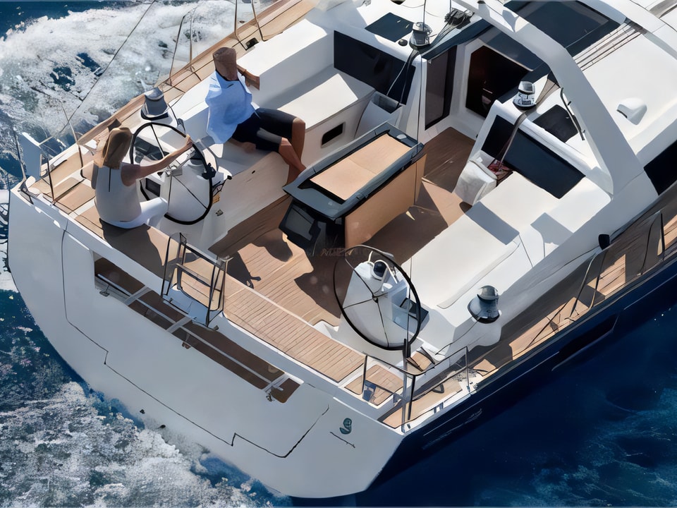 Exterior overview of Oceanis 48 sail boat for charter from Kastela Gomilica Marina in the Split sailing area Croatia