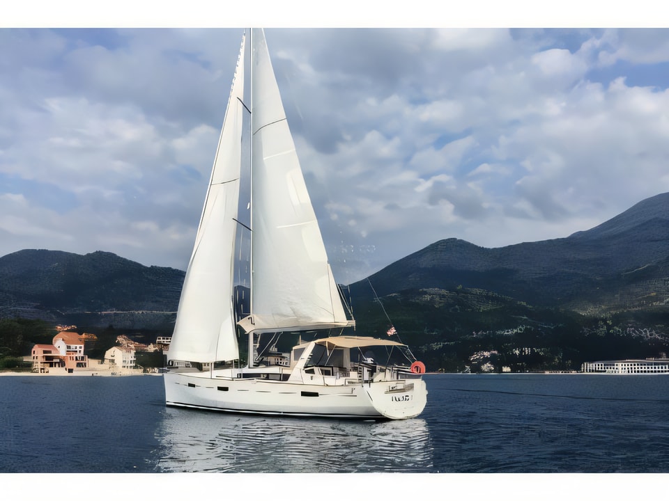 Exterior overview of Oceanis 45 (4 cabs) sail boat for charter from Slano ACI Marina in the Dubrovnik sailing area Croatia