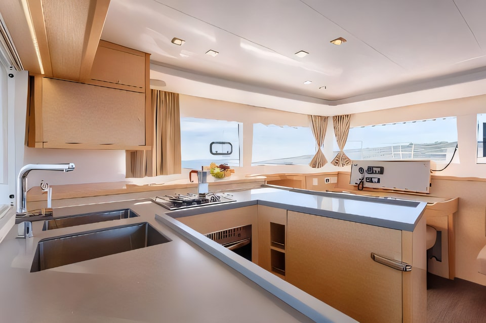 Interior of Lagoon 450 F Luxury catamaran with 6 cabins Croatia yacht charter