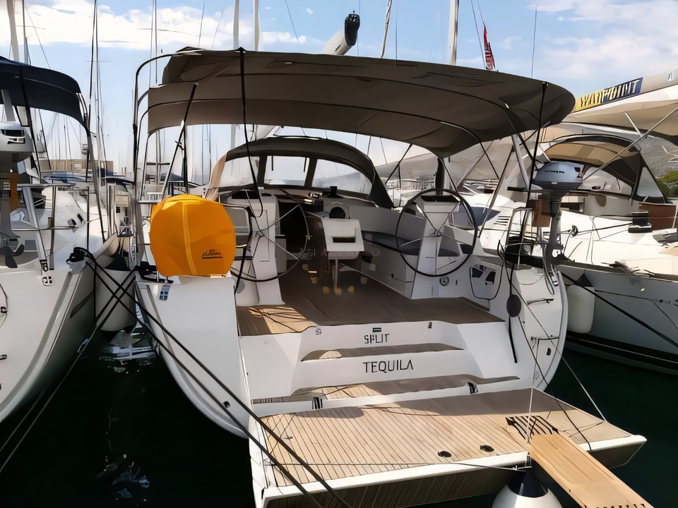 Exterior overview of Bavaria Cruiser 46 sail boat for charter from Trogir ACI Marina in the Split sailing area Croatia