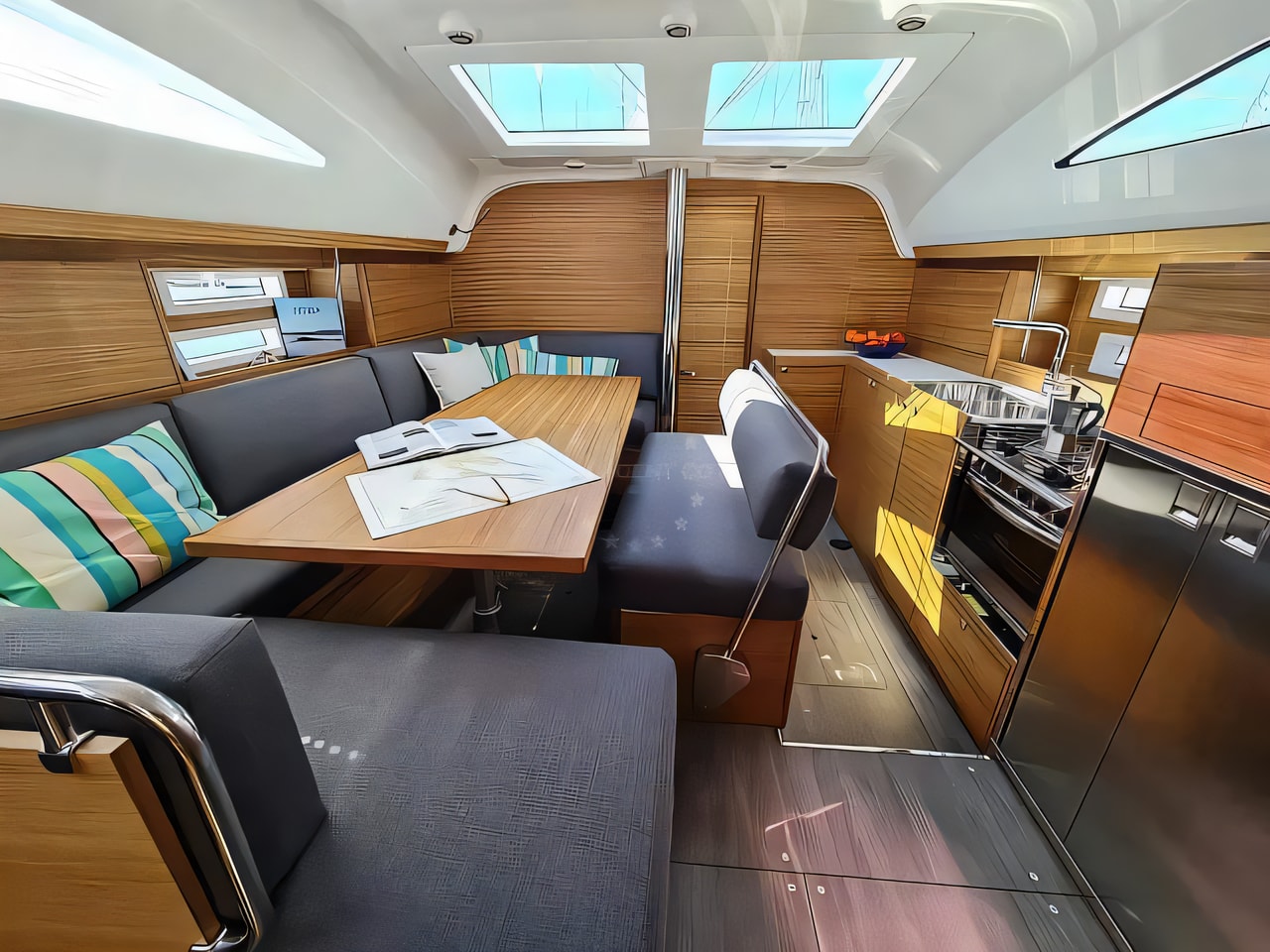 Layout of Elan Impression 45.1 OW sail boat with 3 cabins Croatia yacht charter