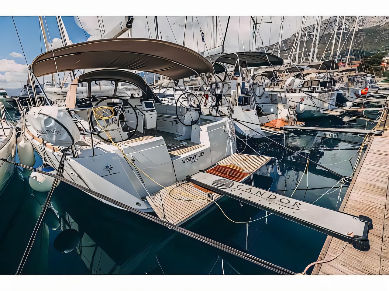 Exterior overview of Sun Odyssey 449 sail boat for charter from Kastela Gomilica Marina in the Split sailing area Croatia