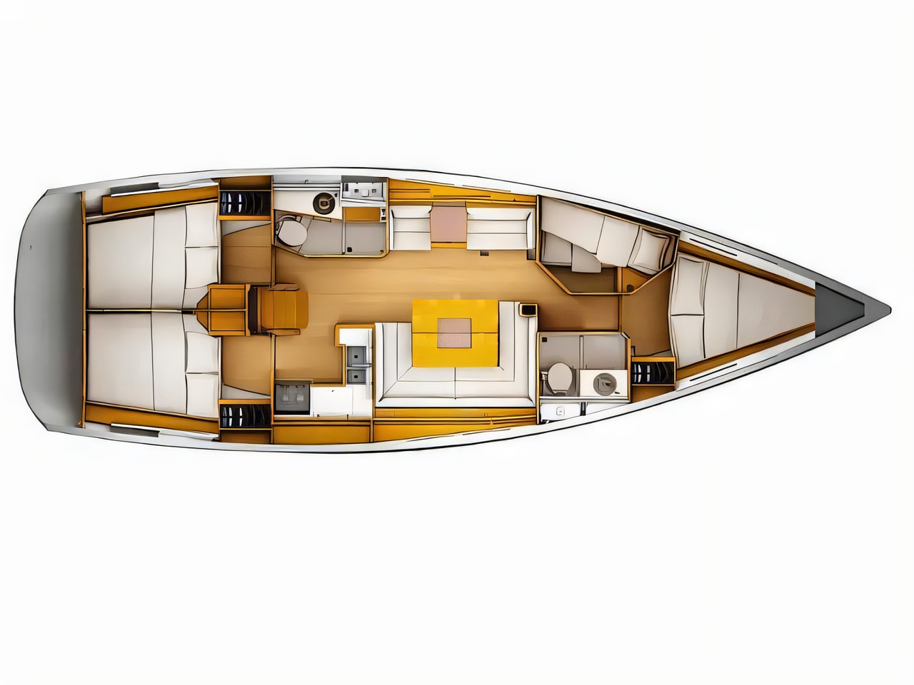 Interior of Sun Odyssey 449 sail boat with 4 cabins Croatia yacht charter