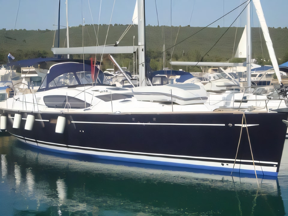 Exterior overview of Sun Odyssey 50 DS sail boat for charter from Sibenik Marina Mandalina in the Sibenik sailing area Croatia