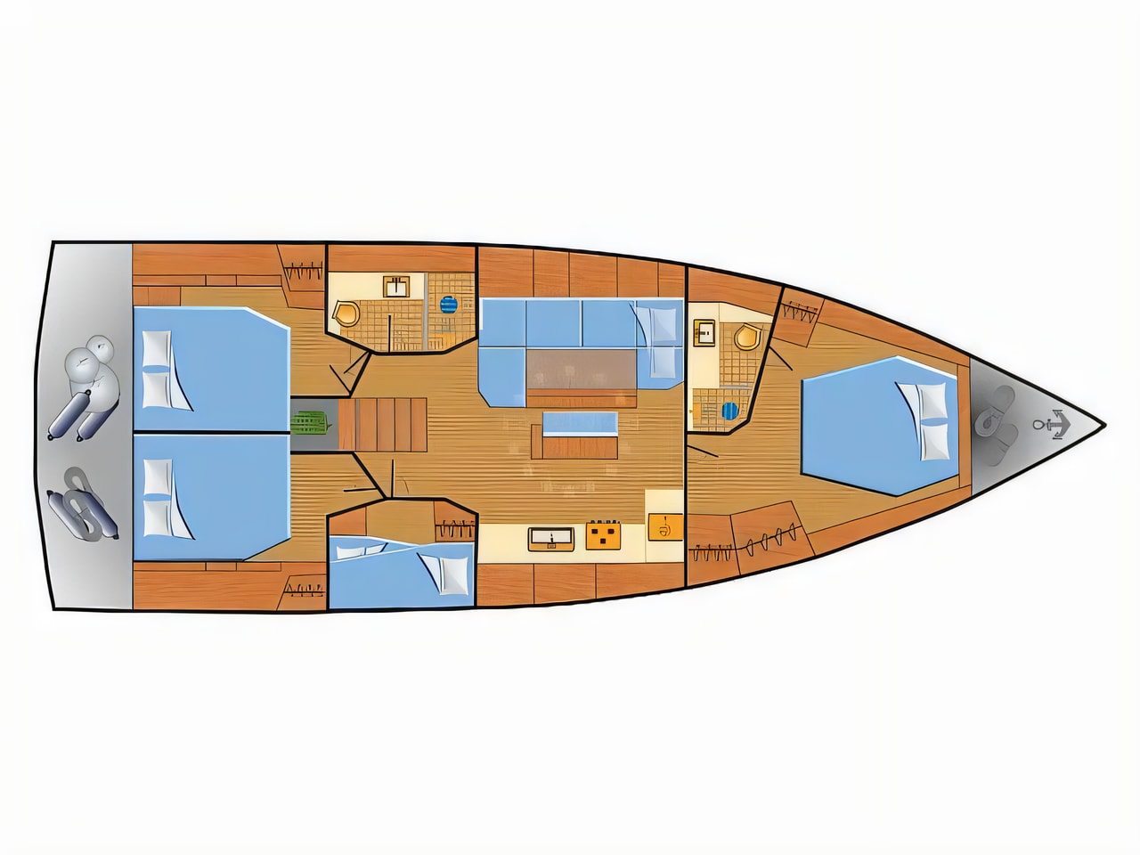 Interior of Hanse 460 sail boat with 4 cabins Croatia yacht charter