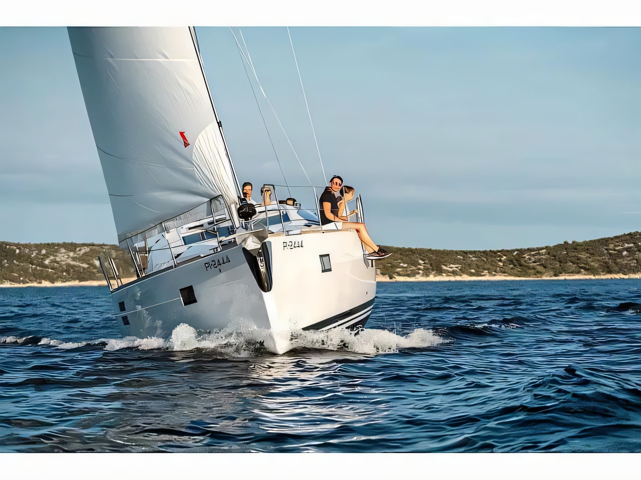Exterior overview of Elan Impression 45.1 sail boat for charter from Pula Marina Polesana in the Istria / Kvarner sailing area Croatia