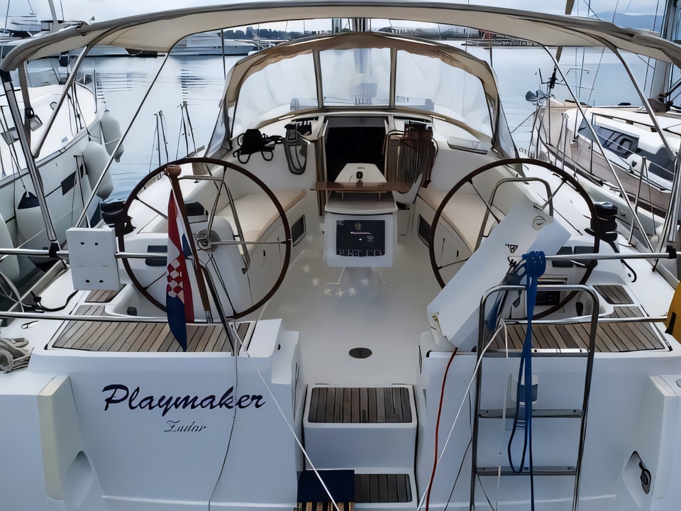 Exterior overview of Oceanis 43 sail boat for charter from Sukosan Marina Dalmacija in the Kornati sailing area Croatia