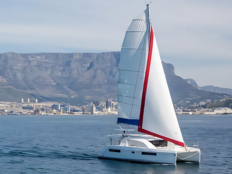 Exterior overview of Sunsail 404 catamaran for charter from Agana Marina in the Split sailing area Croatia