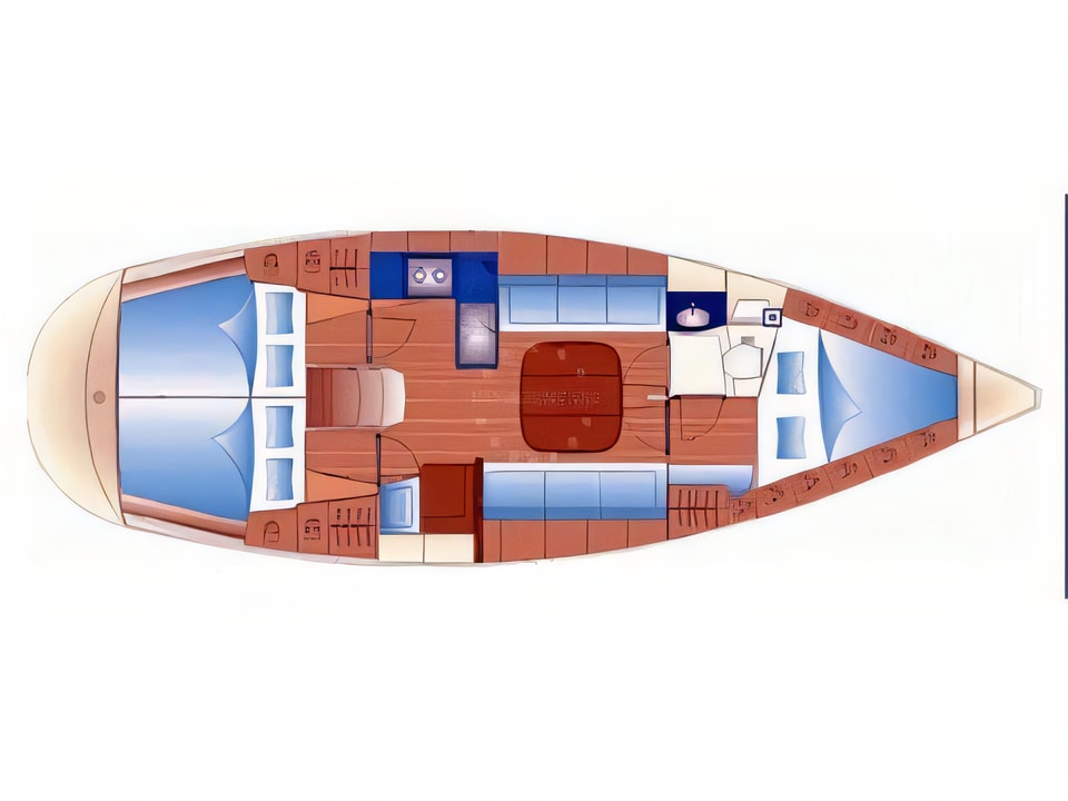 Layout of Bavaria 36 sail boat with 3 cabins Croatia yacht charter