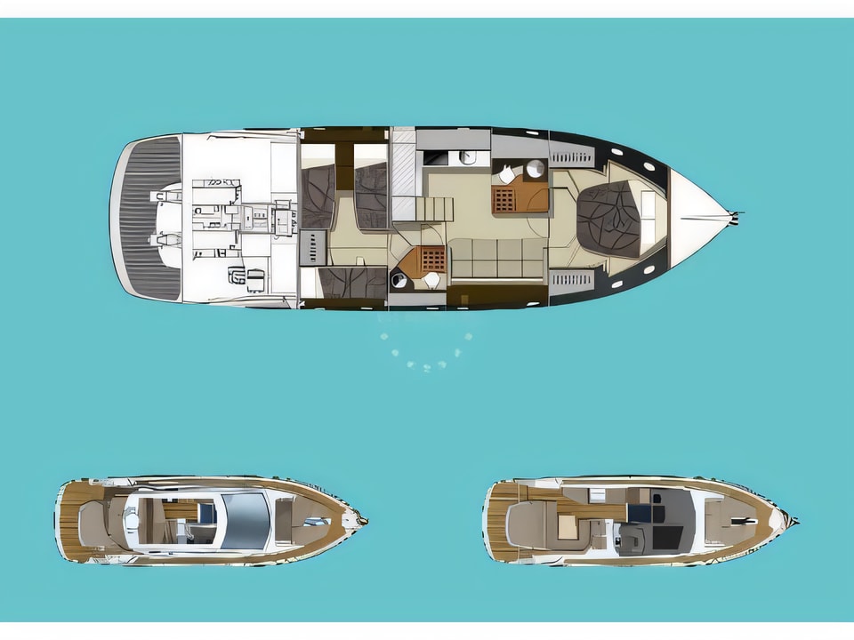 Cranchi M44 HT yacht layout 2 cabins Croatia charter