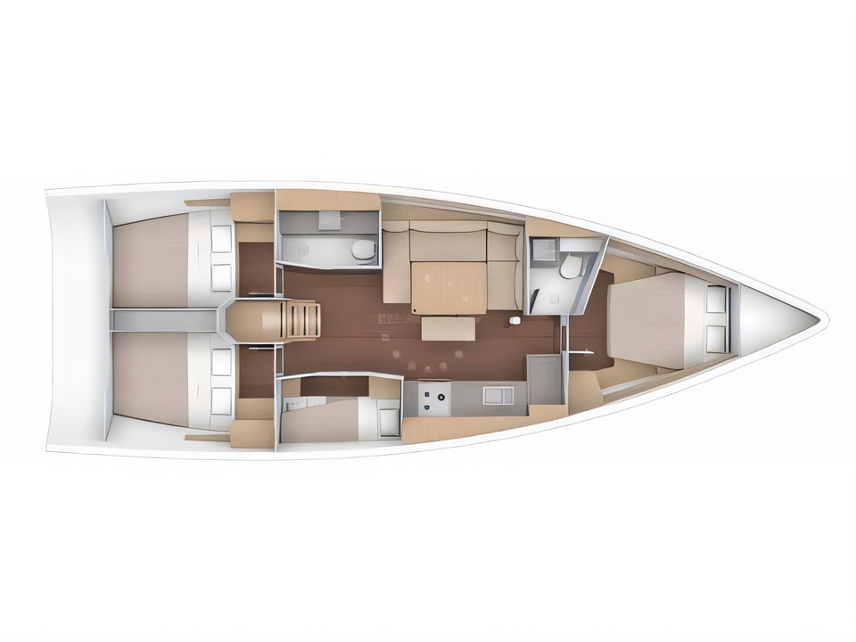Layout of Dufour 430 GL sail boat with 4 cabins Croatia yacht charter