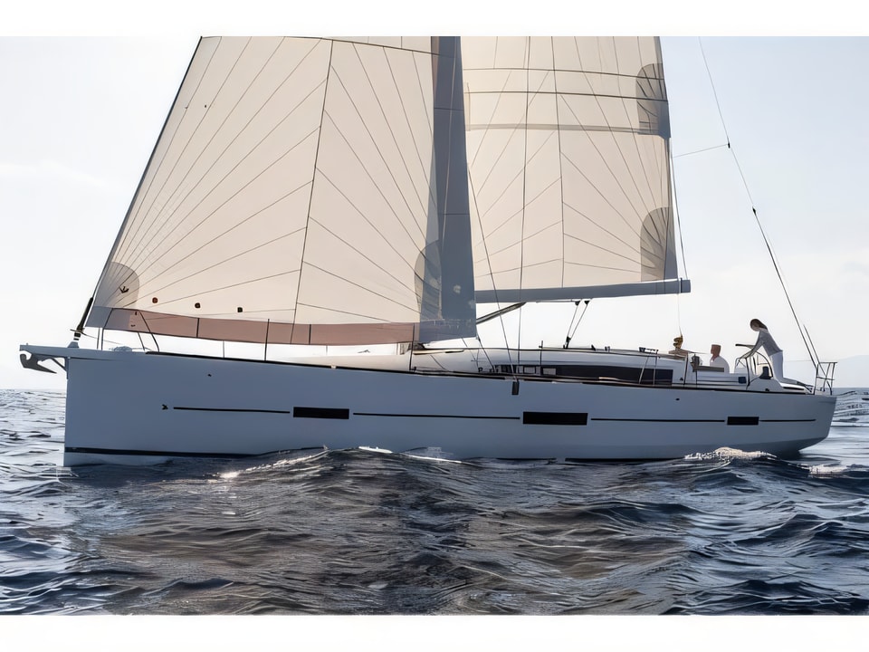 Exterior overview of Dufour 460 4 cab sail boat for charter from Sibenik Marina Mandalina in the Sibenik sailing area Croatia