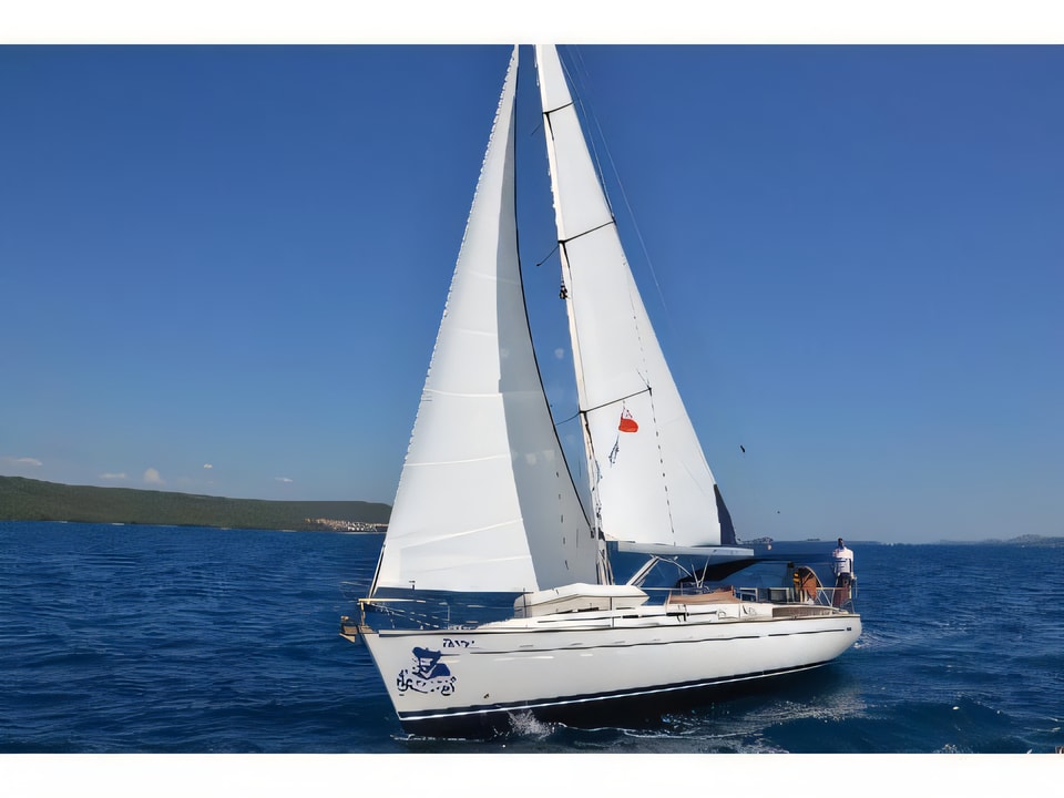 Exterior overview of Bavaria 44 sail boat for charter from Pirovac in the Sibenik sailing area Croatia
