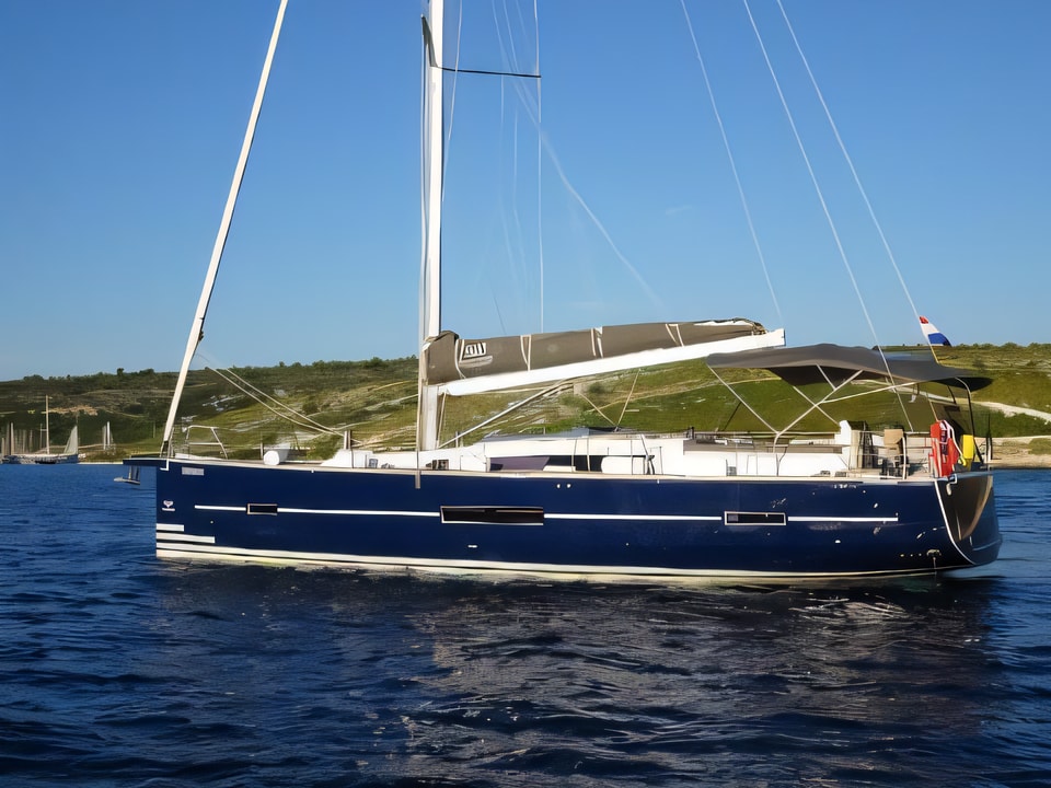 Exterior overview of Dufour 520 GL sail boat for charter from Primosten Marina Kremik in the Sibenik sailing area Croatia