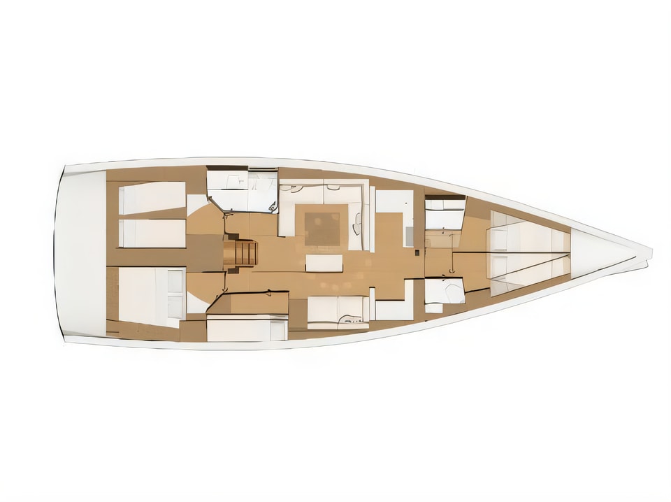 Layout of Dufour 520 GL sail boat with 5 cabins Croatia yacht charter