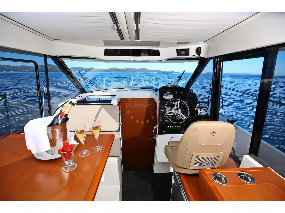 Layout of Merry Fisher 895 motor boat with 2 cabins Croatia yacht charter