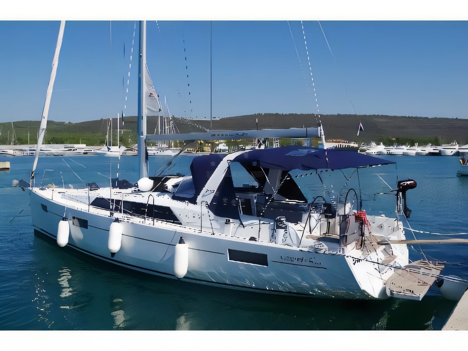 Exterior overview of Oceanis 41.1 sail boat for charter from Sukosan Marina Dalmacija in the Kornati sailing area Croatia