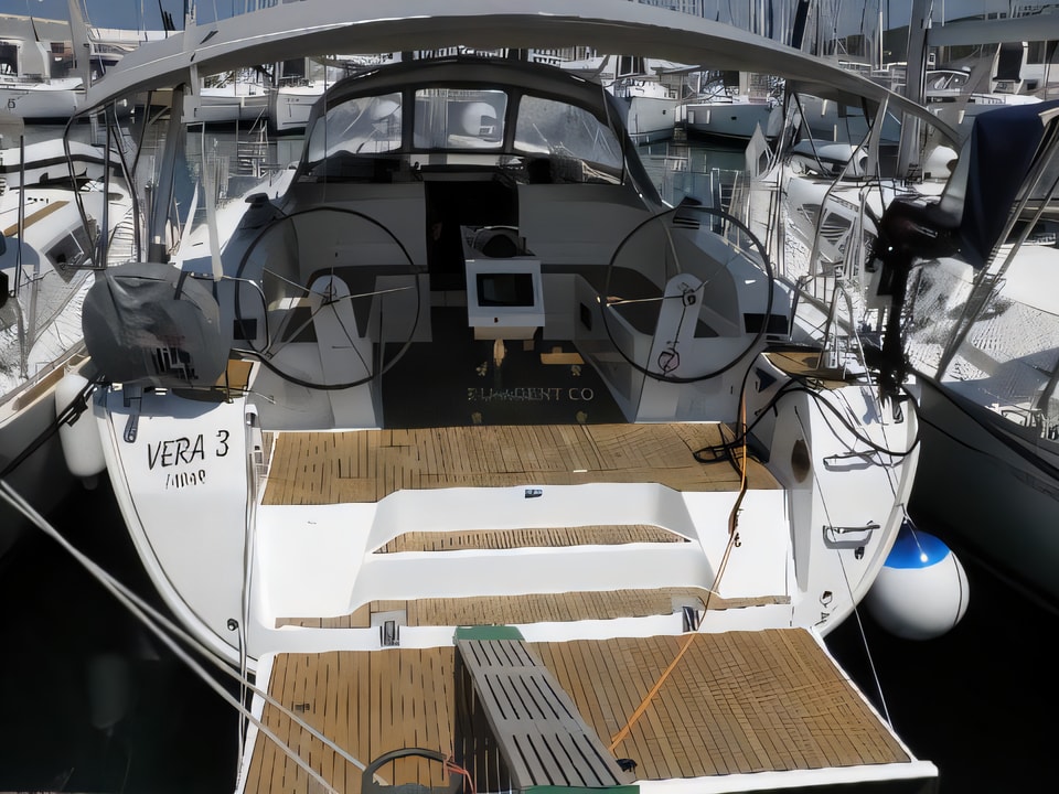 Exterior overview of Bavaria Cruiser 46 sail boat for charter from Sukosan Marina Dalmacija in the Zadar sailing area Croatia