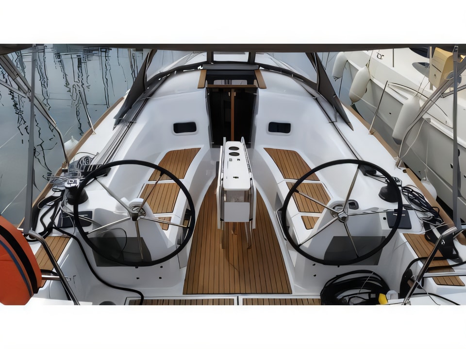 Exterior overview of Sun Odyssey 349 sail boat for charter from Sukosan Marina Dalmacija in the Zadar sailing area Croatia