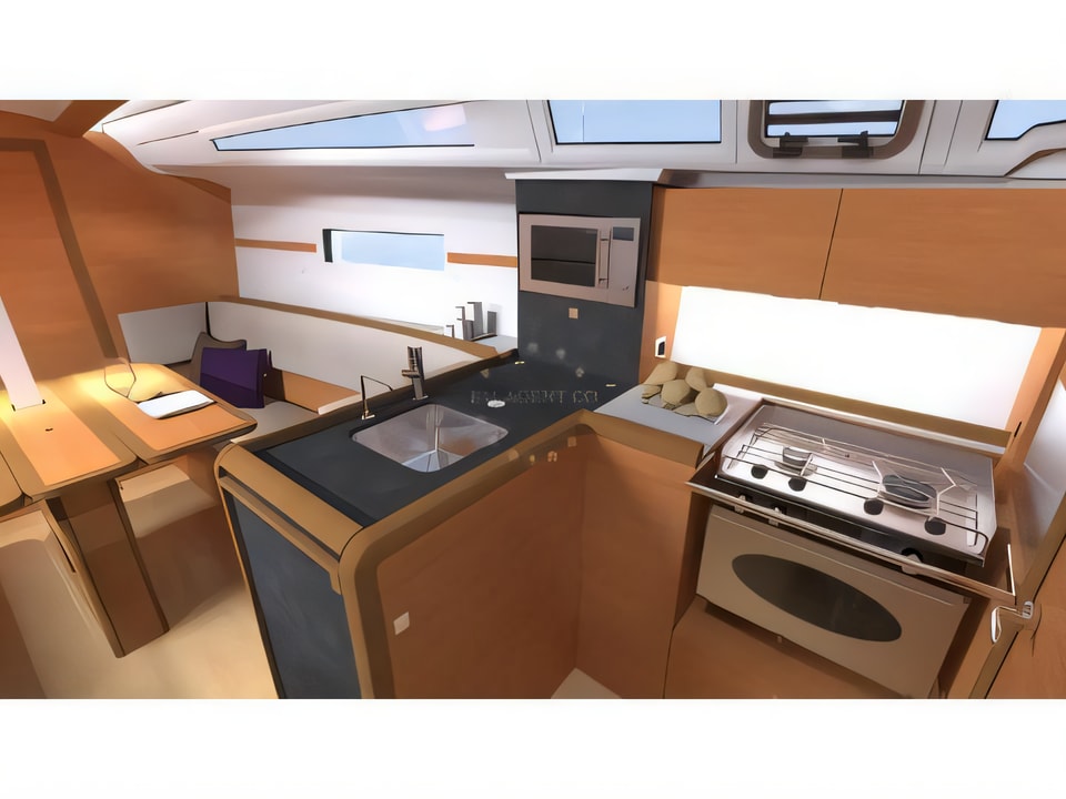 Interior of Sun Odyssey 349 sail boat with 3 cabins Croatia yacht charter