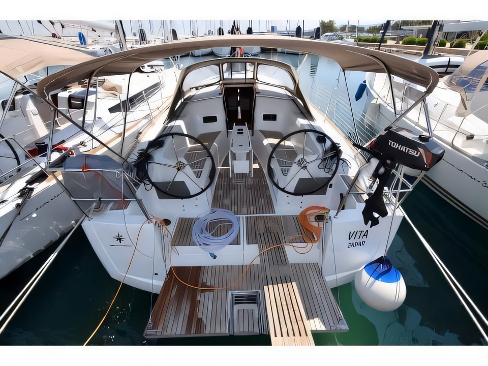 Exterior overview of Sun Odyssey 349 sail boat for charter from Sukosan Marina Dalmacija in the Zadar sailing area Croatia