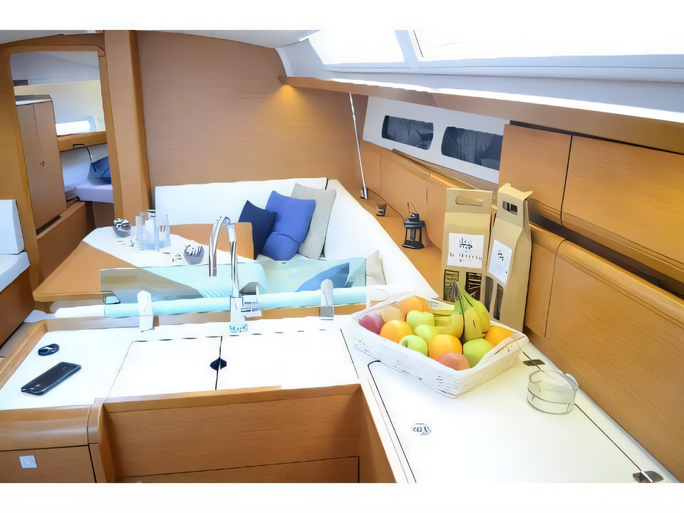 Interior of Sun Odyssey 419 sail boat with 3 cabins Croatia yacht charter