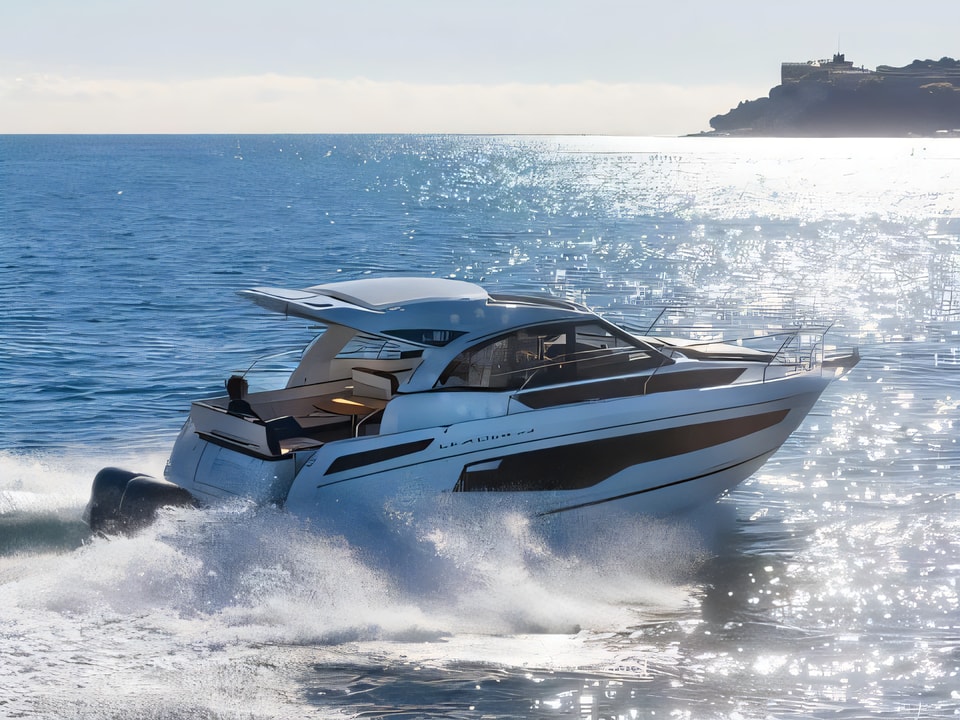 Exterior overview of Leader 33 motoryacht for charter from Sibenik Marina Mandalina in the Sibenik sailing area Croatia