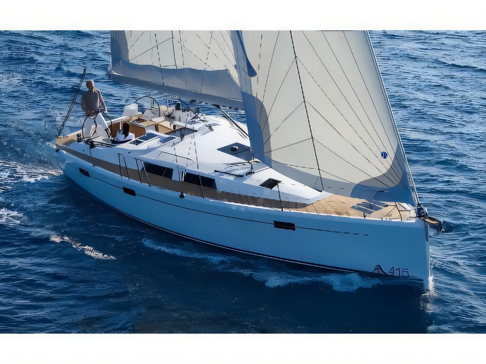 Exterior overview of Hanse 415 sail boat for charter from Sukosan Marina Dalmacija in the Zadar sailing area Croatia