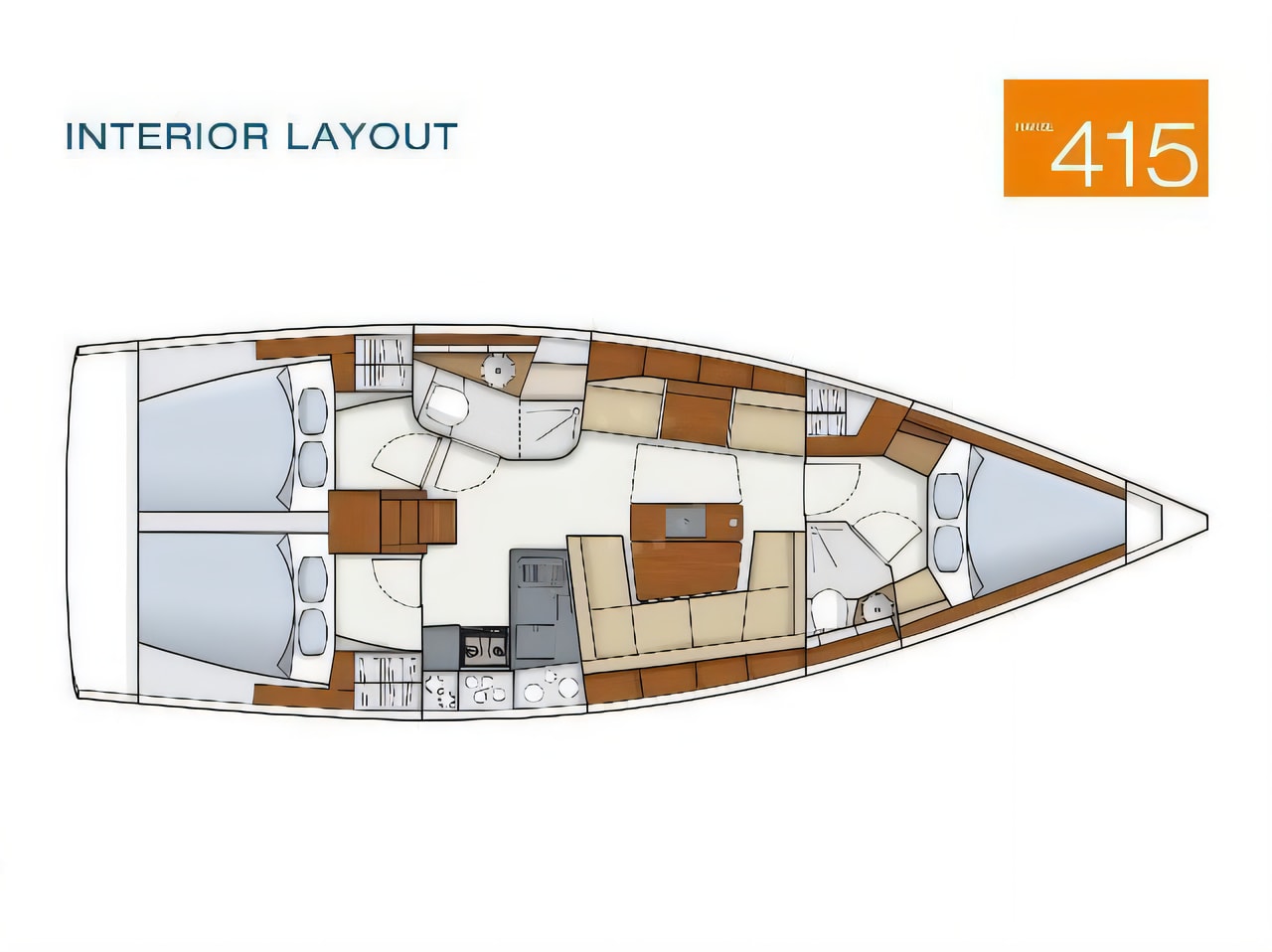 Interior of Hanse 415 sail boat with 3 cabins Croatia yacht charter