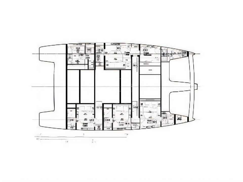 Layout of Sunreef 60 catamaran with 4 cabins Croatia yacht charter