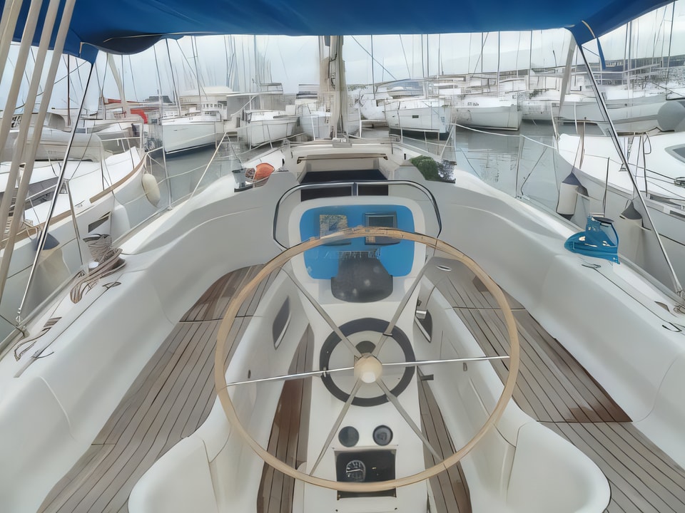 Exterior overview of Bavaria 36 sail boat for charter from Biograd Kornati in the Zadar sailing area Croatia