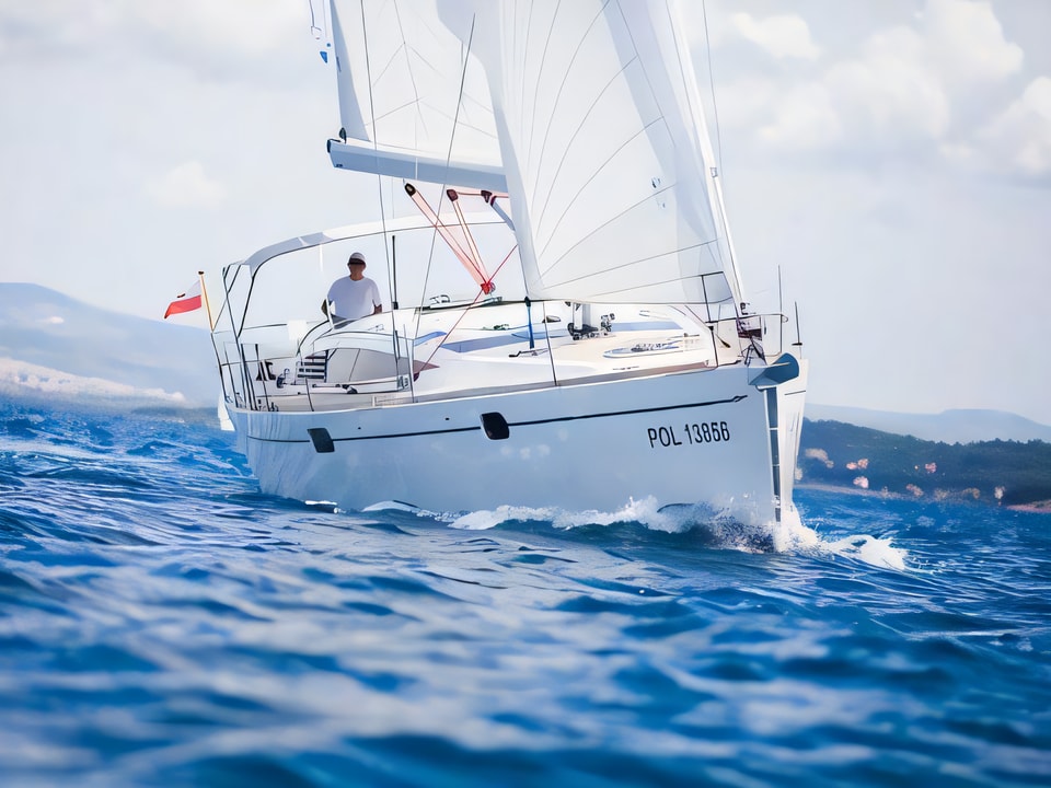 Exterior overview of Delphia 47-4 sail boat for charter from Sibenik Marina Mandalina in the Sibenik sailing area Croatia