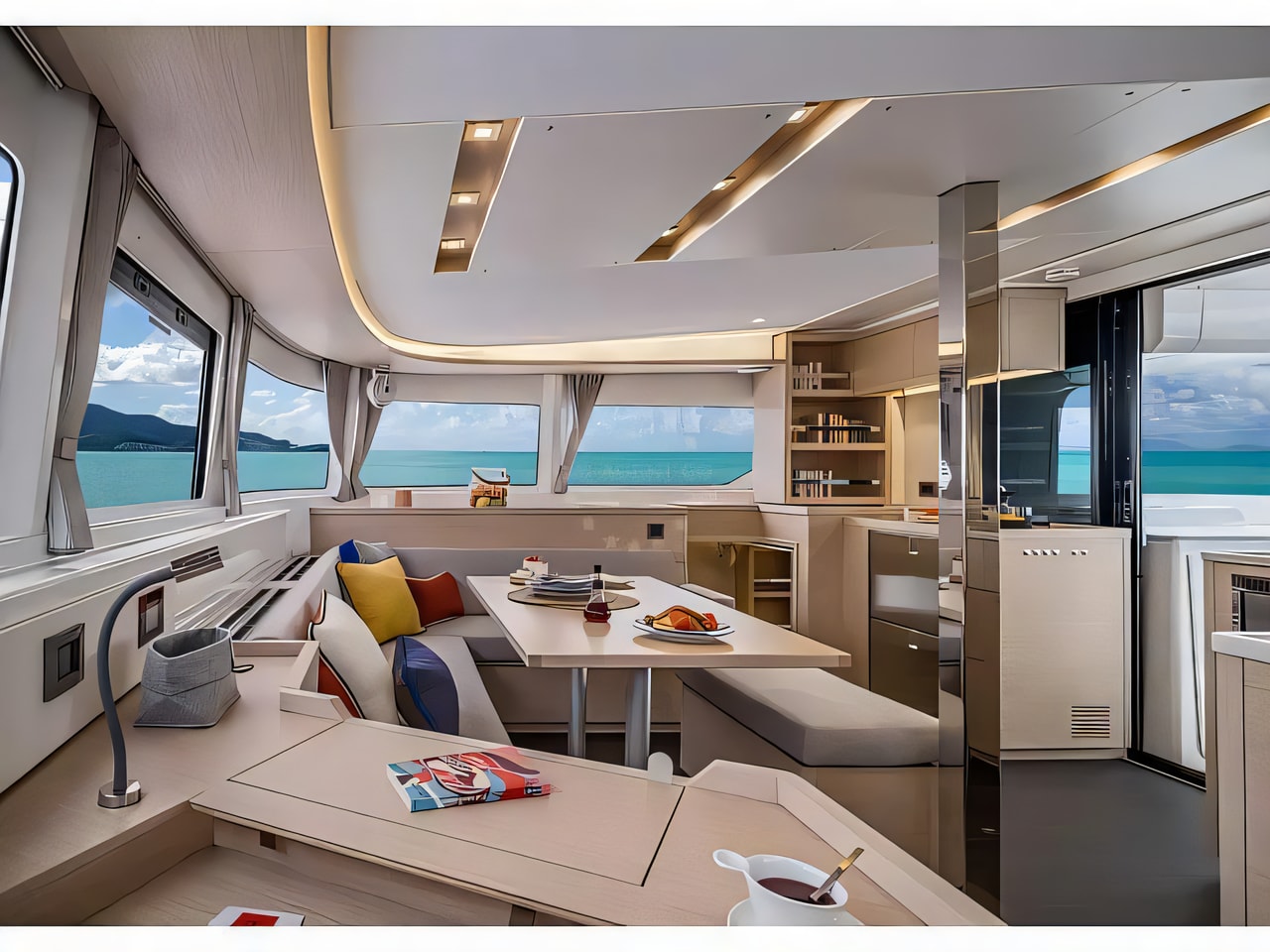 Layout of Lagoon 46 catamaran with 6 cabins Croatia yacht charter