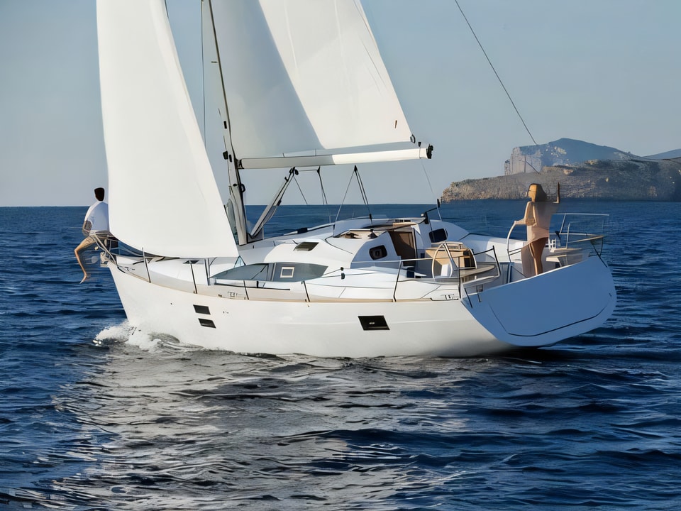 Exterior overview of Elan 40 Impression sail boat for charter from Sibenik Marina Mandalina in the Sibenik sailing area Croatia