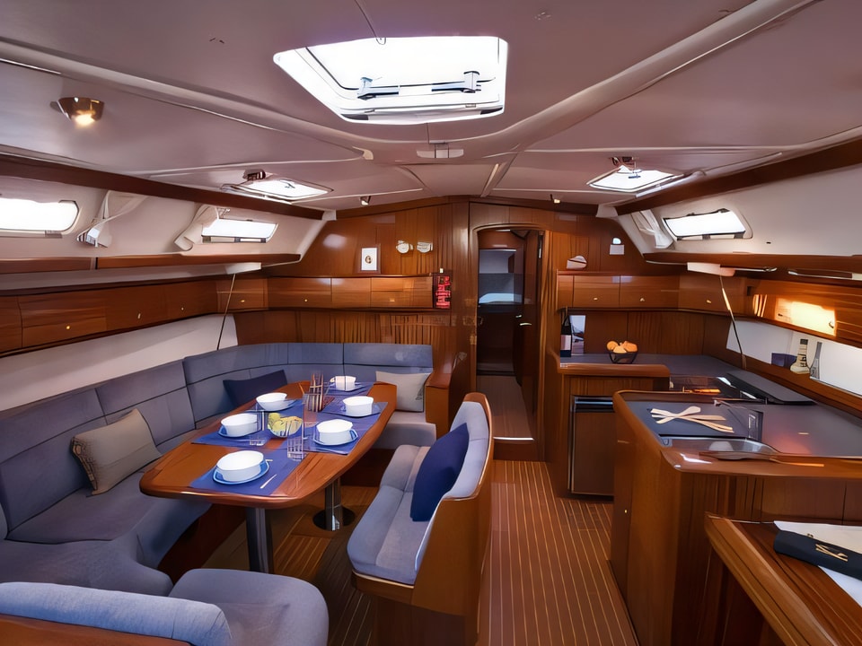 Interior of Bavaria 49 sail boat with 5 cabins Croatia yacht charter