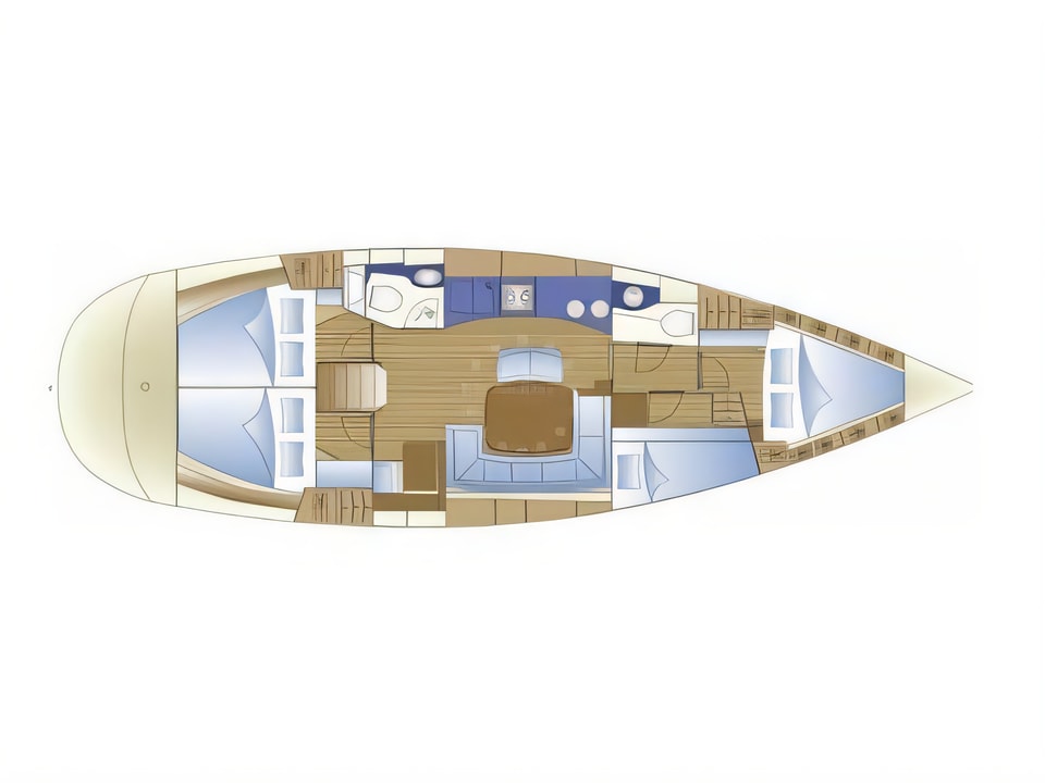 Layout of Bavaria 44 sail boat with 4 cabins Croatia yacht charter