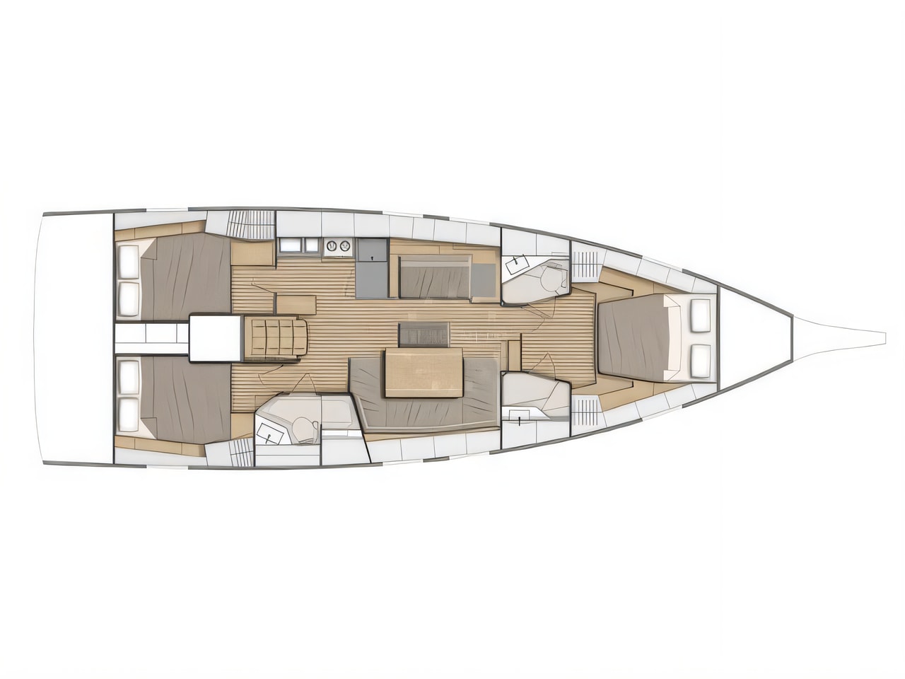 Interior of Oceanis 46.1 / 3 cabins sail boat with 3 cabins Croatia yacht charter